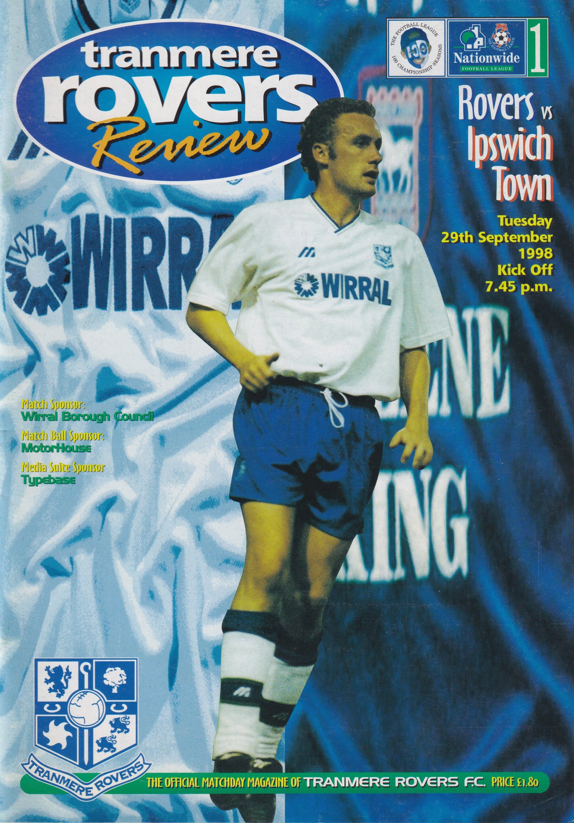 Tranmere Rovers v Ipswich Town match programme